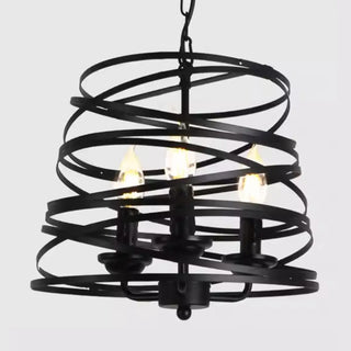ZOWALA - Industrial Cage Black Metal Candle Restaurant Chandelier Image - 7