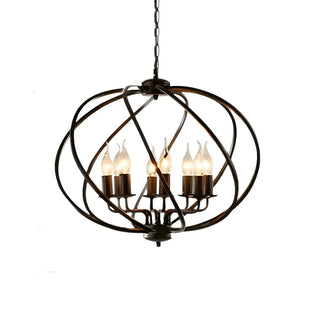 Industrial Orb Candle Dining Room Black 8-Light Chandelier Image - 5