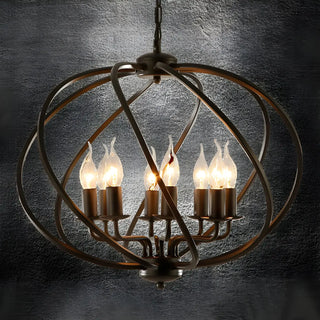 Industrial Orb Candle Dining Room Black 8-Light Chandelier Image - 6