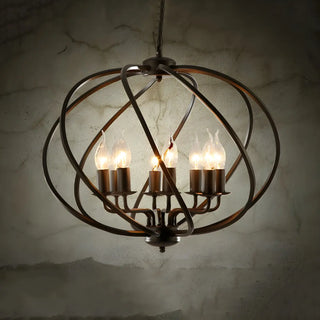 Industrial Orb Candle Dining Room Black 8-Light Chandelier Image - 7