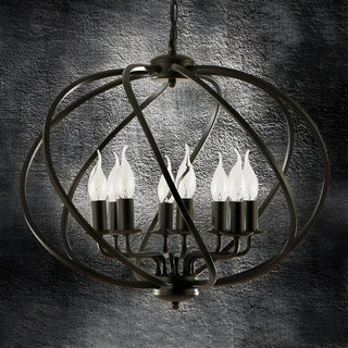 Industrial Orb Candle Dining Room Black 8-Light Chandelier Image - 8