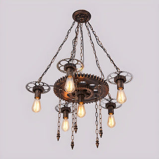 ZOWALA - Gear Chain Iron Black Restaurant Edison Bulb Chandelier Image - 10