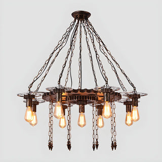 ZOWALA - Gear Chain Iron Black Restaurant Edison Bulb Chandelier Image - 13