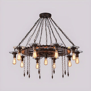 ZOWALA - Gear Chain Iron Black Restaurant Edison Bulb Chandelier Image - 14