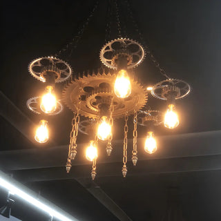 ZOWALA - Gear Chain Iron Black Restaurant Edison Bulb Chandelier Image - 18