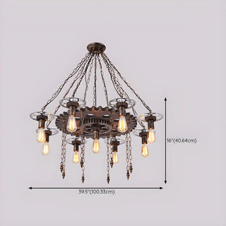 ZOWALA - Gear Chain Iron Black Restaurant Edison Bulb Chandelier Image - 20