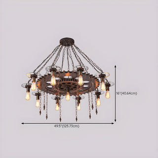 ZOWALA - Gear Chain Iron Black Restaurant Edison Bulb Chandelier Image - 21