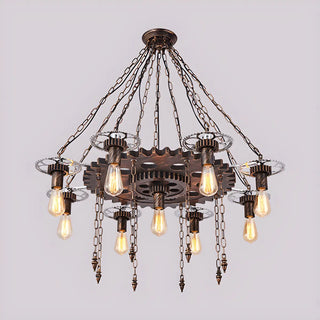 ZOWALA - Gear Chain Iron Black Restaurant Edison Bulb Chandelier Image - 4
