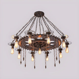ZOWALA - Gear Chain Iron Black Restaurant Edison Bulb Chandelier Image - 5