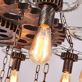 ZOWALA - Gear Chain Iron Black Restaurant Edison Bulb Chandelier Image - 6