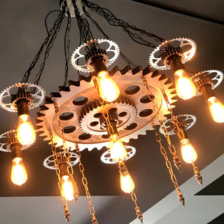 ZOWALA - Gear Chain Iron Black Restaurant Edison Bulb Chandelier Image - 8