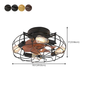 Industrial Cage Flush Mount Ceiling Fan with Light Zowala #size
