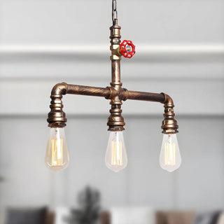 ZOWALA - Industrial Pipe Suspension 3-Bulb Chandelier Image - 1