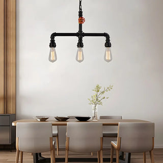 ZOWALA - Industrial Pipe Suspension 3-Bulb Chandelier Image - 2