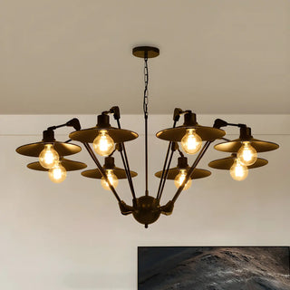 ZOWALA - Black Metal Large Disc 6-Light Edison Bulb Chandelier Image - 1