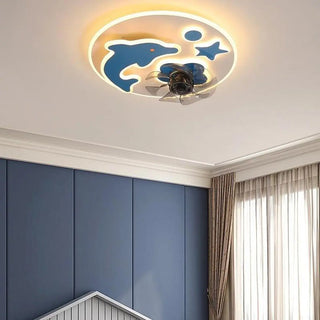 Creative Kids Room Flush Mount Cloud Ceiling Fan Light Zawala Image - 1