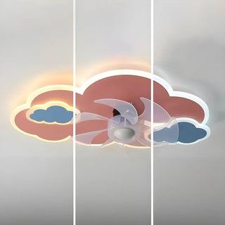 Creative Kids Room Flush Mount Cloud Ceiling Fan Light Zawala Image - 12