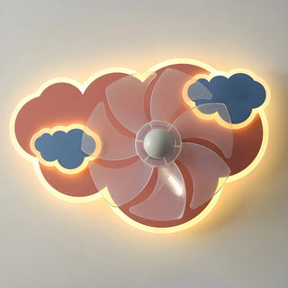 Creative Kids Room Flush Mount Cloud Ceiling Fan Light Zawala Image - 13