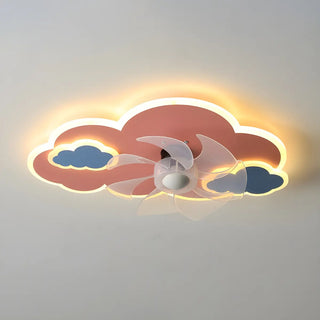 Creative Kids Room Flush Mount Cloud Ceiling Fan Light Zawala Image - 14