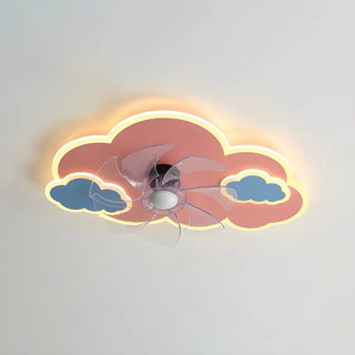 Creative Kids Room Flush Mount Cloud Ceiling Fan Light Zawala Image - 18