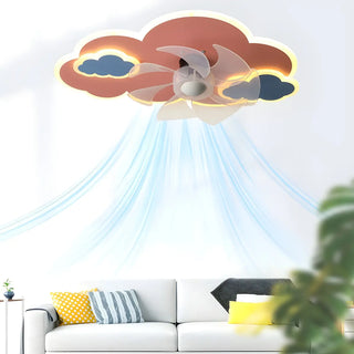Creative Kids Room Flush Mount Cloud Ceiling Fan Light Zawala Image - 24