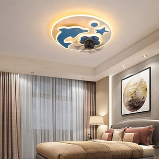 Creative Kids Room Flush Mount Cloud Ceiling Fan Light Zawala Image - 3