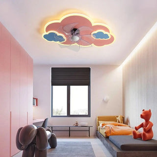 Creative Kids Room Flush Mount Cloud Ceiling Fan Light Zawala Image - 4