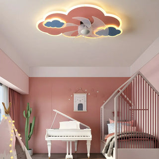 Creative Kids Room Flush Mount Cloud Ceiling Fan Light Zawala Image - 6