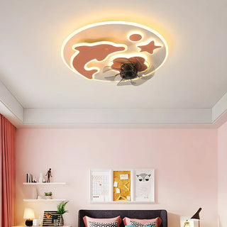 Creative Kids Room Flush Mount Cloud Ceiling Fan Light Zawala Image - 7