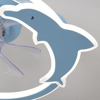 ZOWALA - Kids Room Elegant Semi-Flush Dolphin Ceiling Fan Light Image - 10