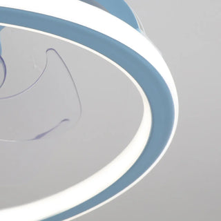 ZOWALA - Kids Room Elegant Semi-Flush Dolphin Ceiling Fan Light Image - 12