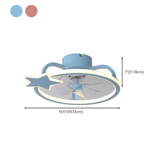 ZOWALA - Kids Room Elegant Semi-Flush Dolphin Ceiling Fan Light #size