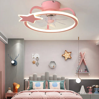 ZOWALA - Kids Room Elegant Semi-Flush Dolphin Ceiling Fan Light Image - 2