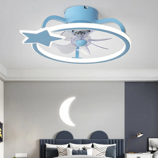 ZOWALA - Kids Room Elegant Semi-Flush Dolphin Ceiling Fan Light Image - 3