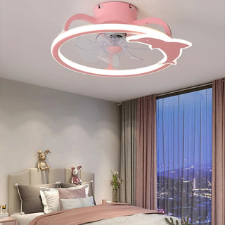 ZOWALA - Kids Room Elegant Semi-Flush Dolphin Ceiling Fan Light Image - 4