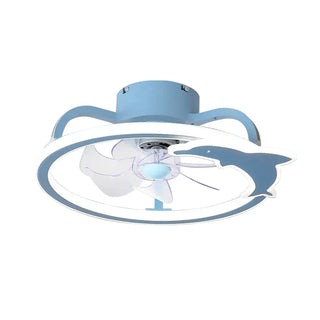 ZOWALA - Kids Room Elegant Semi-Flush Dolphin Ceiling Fan Light Image - 5