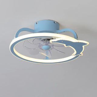 ZOWALA - Kids Room Elegant Semi-Flush Dolphin Ceiling Fan Light Image - 6