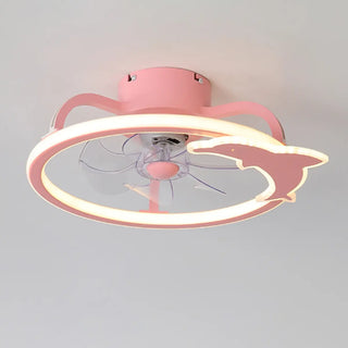 ZOWALA - Kids Room Elegant Semi-Flush Dolphin Ceiling Fan Light Image - 8