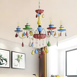 ZOWALA - Candelabra Crystal Living Room Colorful Kids Chandelier Image - 1