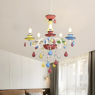 ZOWALA - Candelabra Crystal Living Room Colorful Kids Chandelier Image - 2