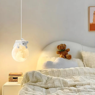 ZOWALA - Cute Bear Globe Kids Children Room Pendant Light Image - 1