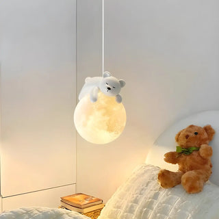 ZOWALA - Cute Bear Globe Kids Children Room Pendant Light Image - 2