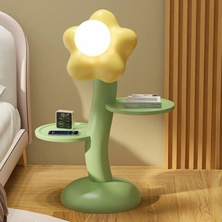 ZOWALA - Kids' Room Unique Floral Floor Lamp with Dual Shelves Image - 2