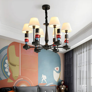 ZOWALA - Kids Guard Black Metal Fabric Chandelier Image - 2