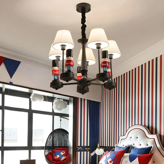 ZOWALA - Kids Guard Black Metal Fabric Chandelier Image - 3