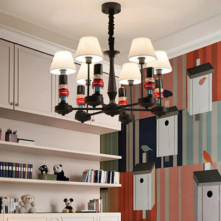 ZOWALA - Kids Guard Black Metal Fabric Chandelier Image - 4