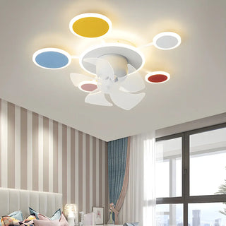Kids Room Creative Palette Colorful Ceiling Fan Light Zawala Image - 1