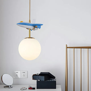 ZOWALA - Modern Children Room Airplane Globe Pendant Light Image - 1