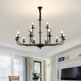 Vintage Candle Metal Large Living Room Black Chandelier Image - 1