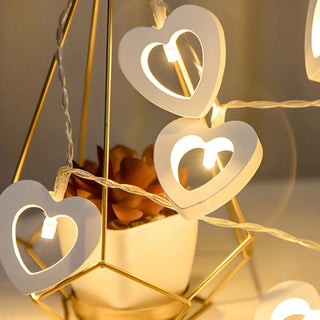 Romantic Wooden Heart-Shaped LED String Lights Zawala Image - 2